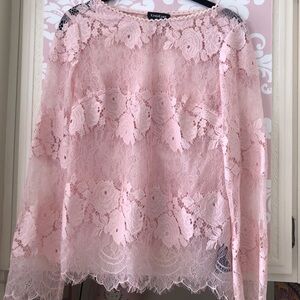 Bebe xxs pink floral lace long sleeve